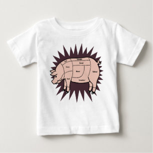 Camiseta Para Bebê Cortes de carne de porco