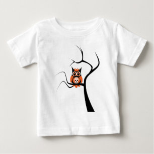 Camiseta Para Bebê Coruja alaranjada do crânio do açúcar na árvor