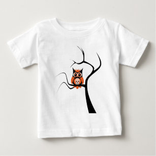 Camiseta Para Bebê Coruja alaranjada do crânio do açúcar na árvore