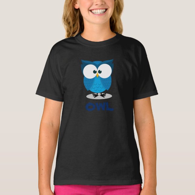 Camiseta Para Bebê Coruja azul para crianças (Frente)