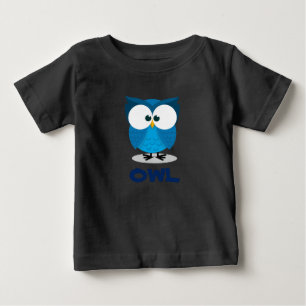 Camiseta Para Bebê coruja azul para miúdos