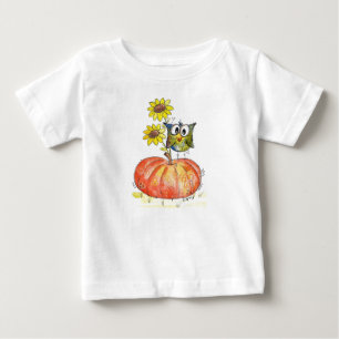 Camiseta Para Bebê Coruja Branca em Pumpkin
