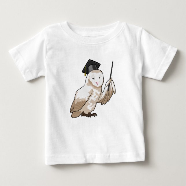 Camiseta Para Bebê Coruja como Professora com Ponteiro (Frente)
