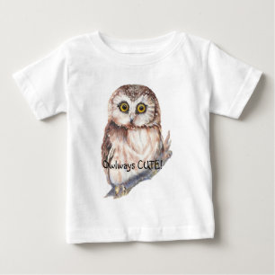 Camiseta Para Bebê Coruja Coruja Bonita Cotação de Água Pequena Coruj
