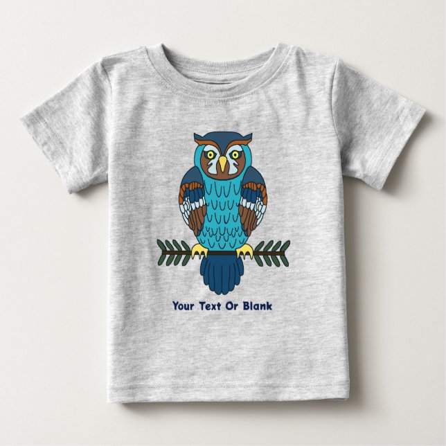 Camiseta Para Bebê Coruja de Arte Folk Nórdica (Frente)