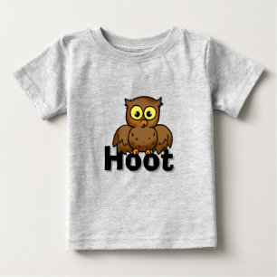 Camiseta Para Bebê Coruja de desenho animado fofa sentada sobre a art