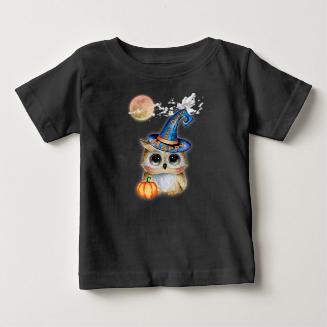 Camiseta Para Bebê Coruja de Halloween (Frente)
