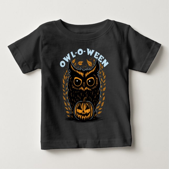 Camiseta Para Bebê Coruja de Halloween (Frente)