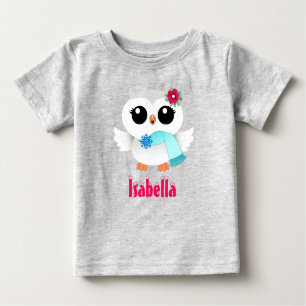 Camiseta Para Bebê Coruja de inverno