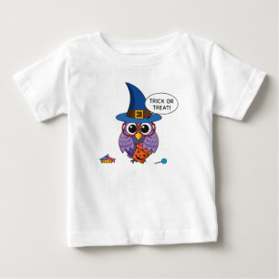 Camiseta Para Bebê Coruja do Assistente de Cartoons - Trick ou Tratar