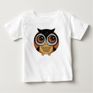 Camiseta Para Bebê Coruja do brilho do falso