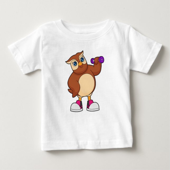 Camiseta Para Bebê Coruja Malhação Dumbbell (Frente)