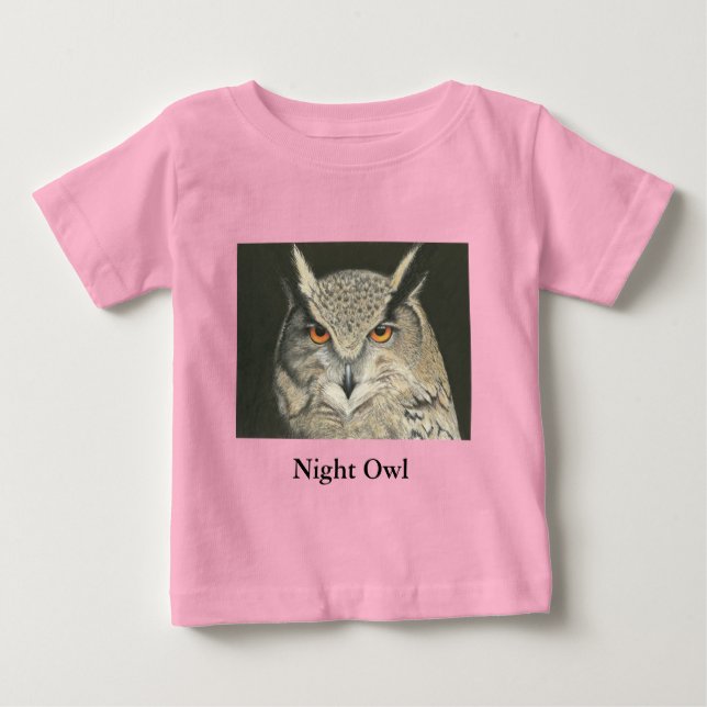 Camiseta Para Bebê Coruja Noturna (Frente)