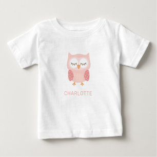 Camiseta Para Bebê 'Coruja Rosa', pijama personalizado fofo