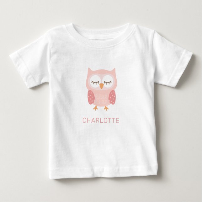 Camiseta Para Bebê 'Coruja Rosa', pijama personalizado fofo  (Frente)