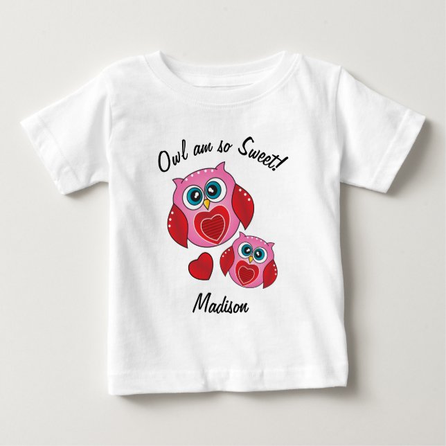 Camiseta Para Bebê Corujas doces dos namorados (Frente)