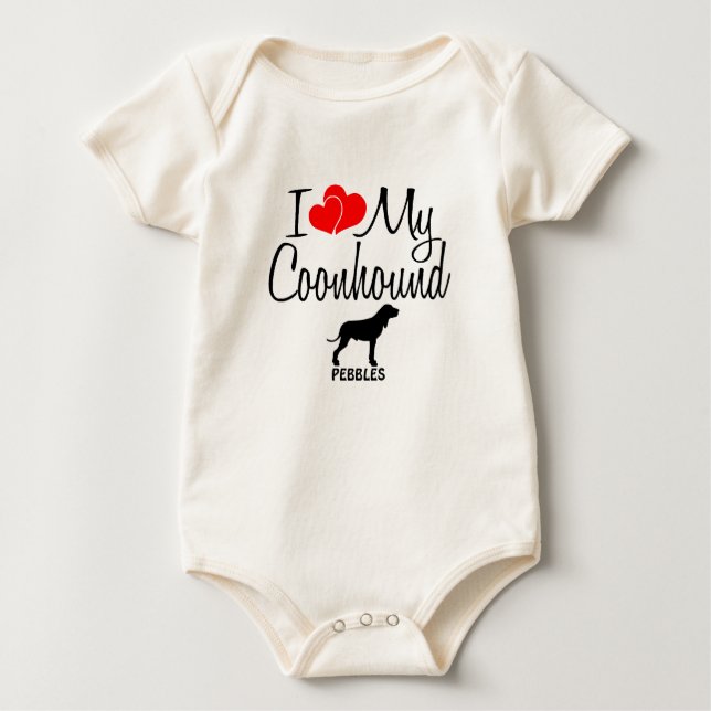 Camiseta Para Bebê Costume Amo Meu Cão De Coonhound (Frente)