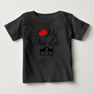 Camiseta Para Bebê Costume Amo Meus Dois Laboratórios Pretos
