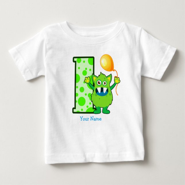 Camiseta Para Bebê Costume do monstro do primeiro aniversario (Frente)