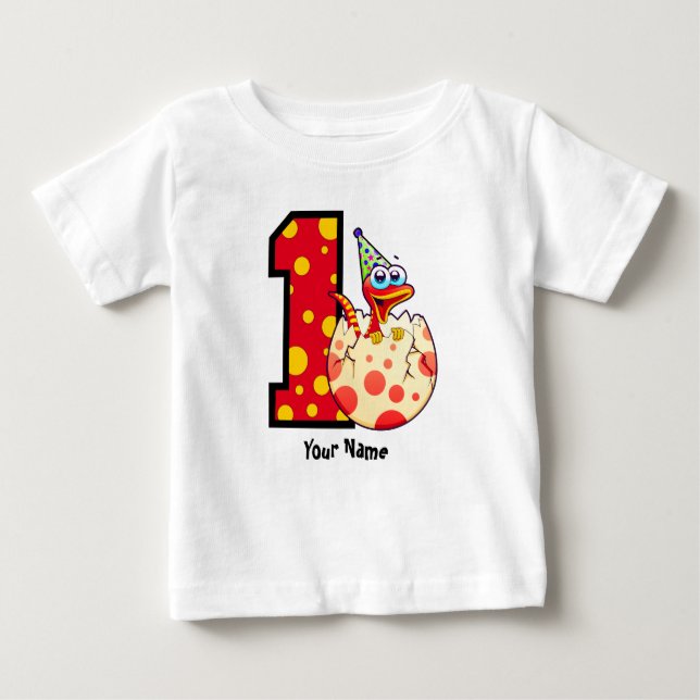 Camiseta Para Bebê Costume do ovo de Dino do primeiro aniversario (Frente)