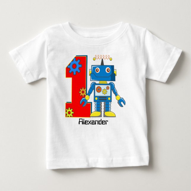Camiseta Para Bebê Costume do robô do primeiro aniversario (Frente)
