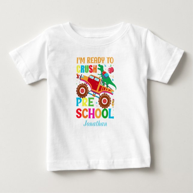 Camiseta Para Bebê Costume Estou Pronto Para Esmagar A Pré-Escola (Frente)