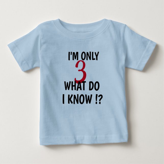 Camiseta Para Bebê Costume, sou apenas três personalizar crianças eng (Frente)