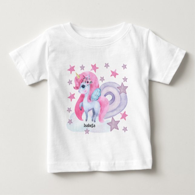 Camiseta Para Bebê Cota-d-d-água do Arco-Íris Personalizado (Frente)