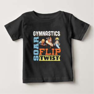 Camiseta Para Bebê Cota de Ginástica Masculina - Voar Girar Torcer