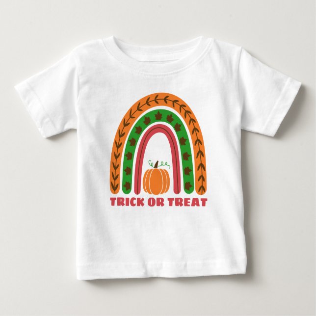 Camiseta Para Bebê Cotovelo Bonito Com Pumpkin Halloween Baby T-S (Frente)