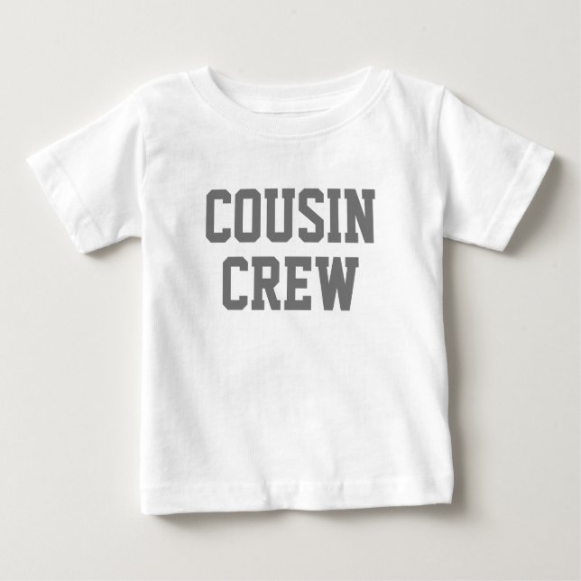 Camiseta Para Bebê Cousin Crew | Crianças Cinzas (Frente)