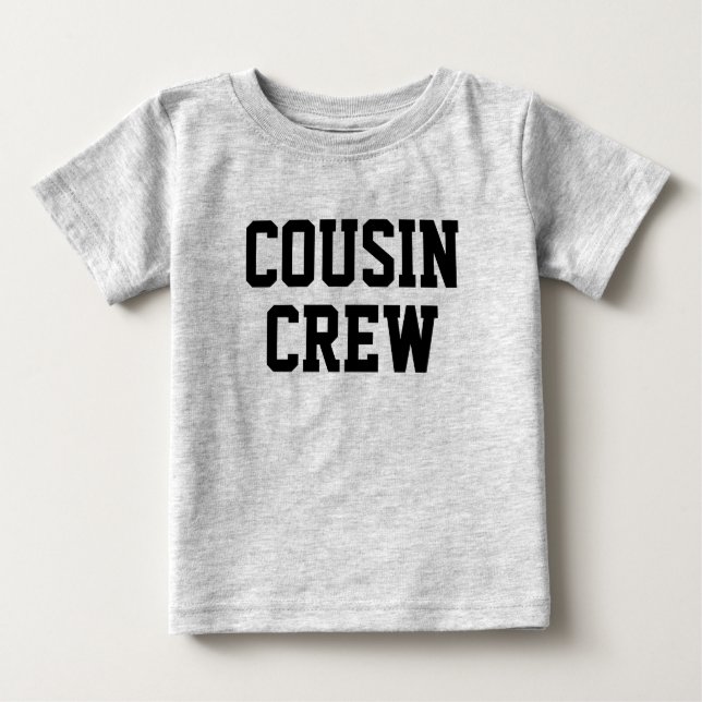 Camiseta Para Bebê Cousin Crew | Crianças de Correspondência Preta (Frente)