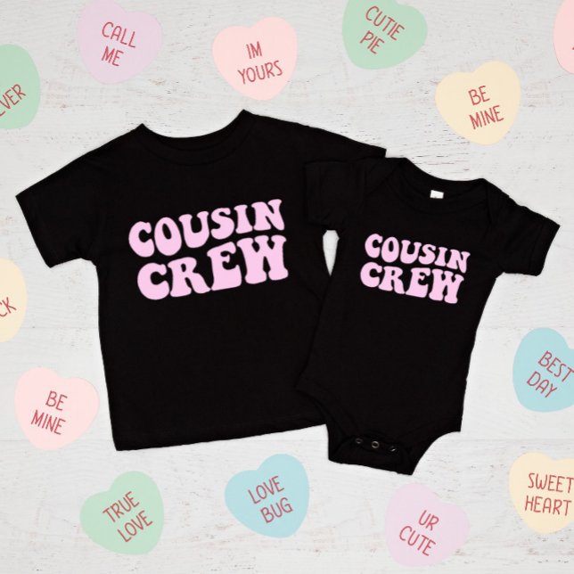 Camiseta Para Bebê Cousin Crew | Família de Correspondência Rosa (Criador carregado)