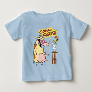Camiseta Para Bebê Cow and Chicken Smiling Graphic