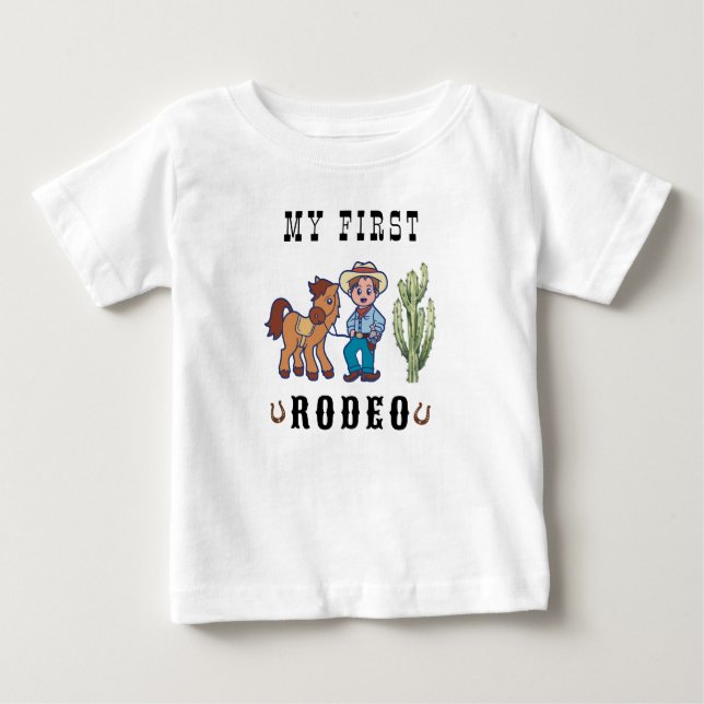 Camiseta Para Bebê Cowboy Birthday Rodeo (Frente)