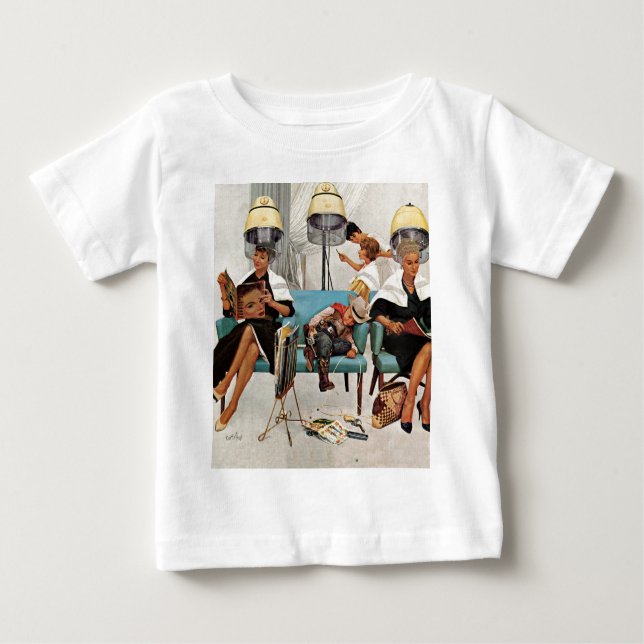 Camiseta Para Bebê Cowboy dormindo no salão de beleza (Frente)