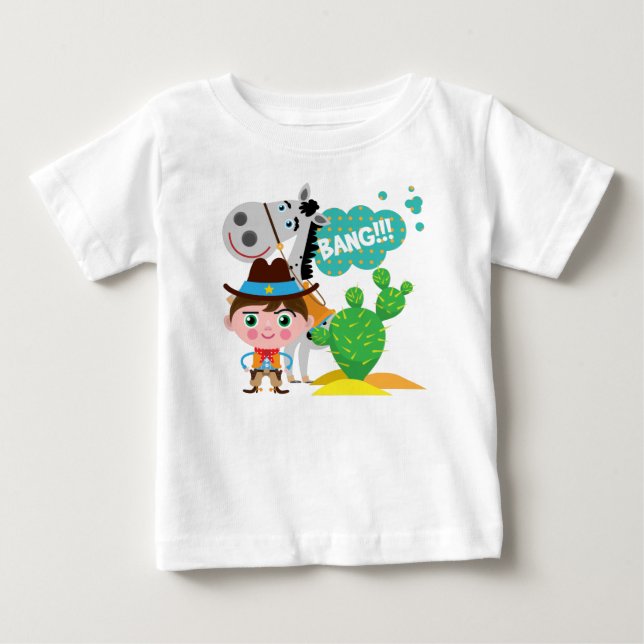 Camiseta Para Bebê Cowboy e Cavalo (Frente)