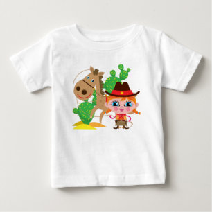 Camiseta Para Bebê Cowgirl e Horse