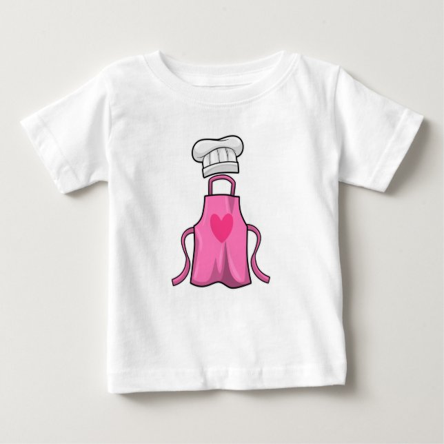 Camiseta Para Bebê Cozinhar avental e Cozinhar com coração (Frente)