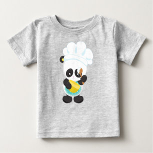 Camiseta Para Bebê Cozinhar Panda, Baking Panda, Apron, Whisking Bowl