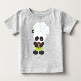 Camiseta Para Bebê Cozinhar Panda, Panda Baking, Panda Com Biscoito