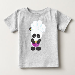 Camiseta Para Bebê Cozinhar Panda, Panda Baking, Panda Com Pizza, Apr