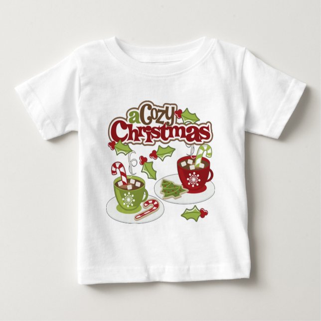 Camiseta Para Bebê Cozy Chirstmas (Frente)