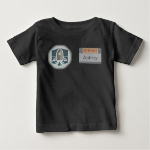 Camiseta Para Bebê Crachá de Identidade do Astronauta e Logotipo do 