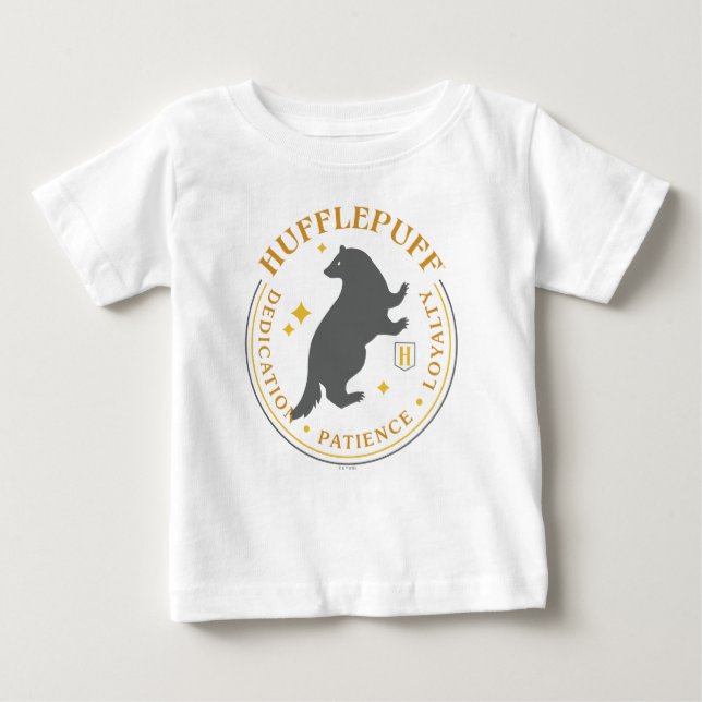 Camiseta Para Bebê Crachá de Orgulho da Casa dos Badgers HUFFLEPUFF™ (Frente)