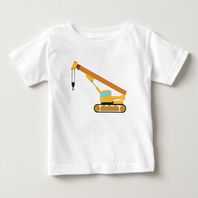 Camiseta Para Bebê Crane Construction Truck (Frente)