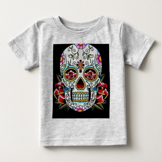Camiseta Para Bebê crânio (Frente)