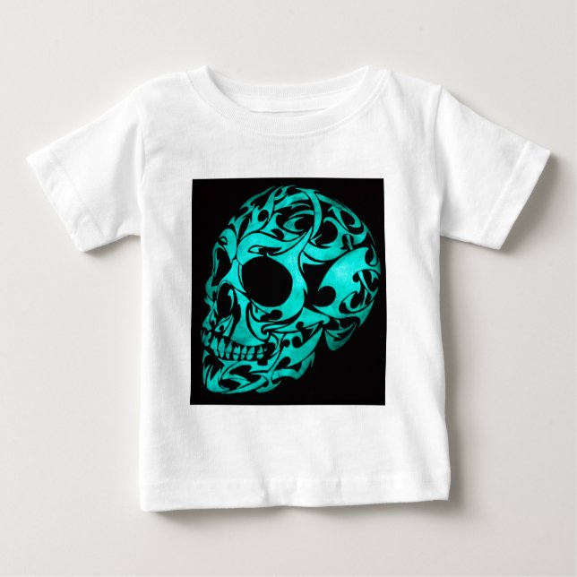 Camiseta Para Bebê crânio 3D gótico (Frente)