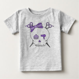 Camiseta Para Bebê Crânio acessório do cabelo roxo - Scissor
