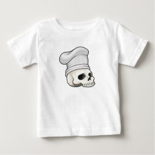Camiseta Para Bebê Crânio como cozinheiro com chapéu de chef